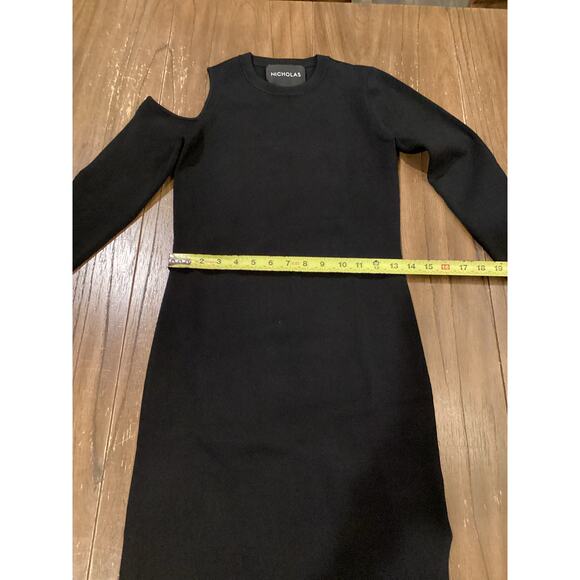 Revolve Nicholas Compact Shoulder Cut Out long sleeve slit black Midi Dress S - Picture 9 of 10